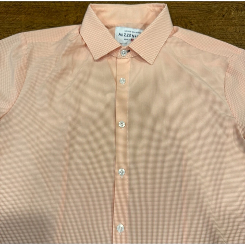 Mizzen Main Orange Check Leeward Trim Fit Long Sleeve Button Up Shirt Men's Med